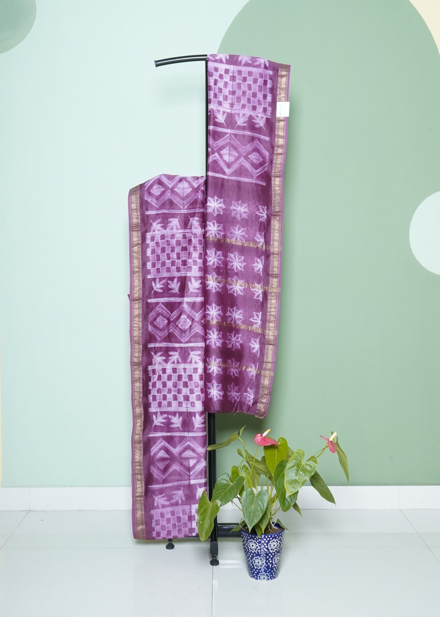 Wine Maheshwari Shibori Pure Cotton Silk Handloom Saree