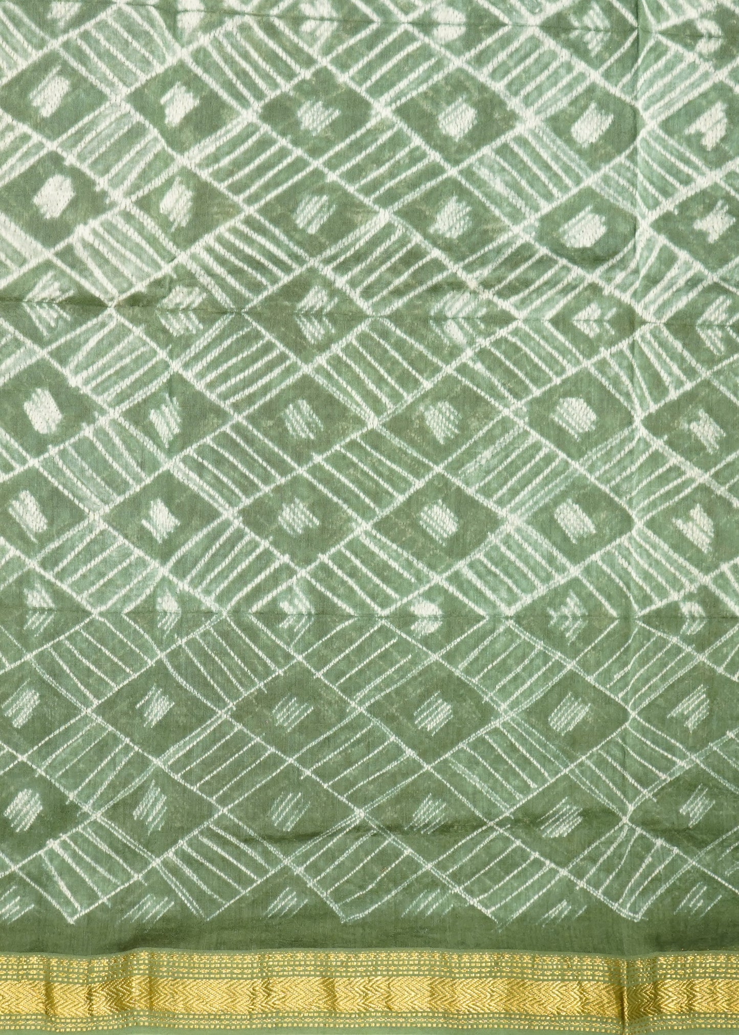 Dark Green Maheshwari Shibori Pure Cotton Silk Handloom Saree