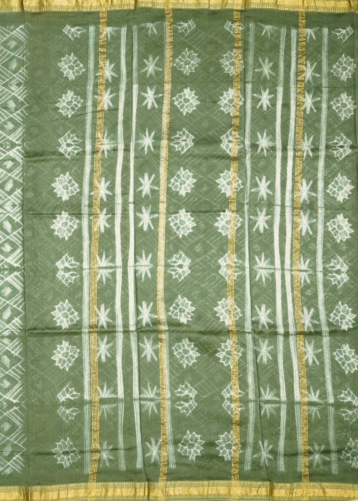 Dark Green Maheshwari Shibori Pure Cotton Silk Handloom Saree
