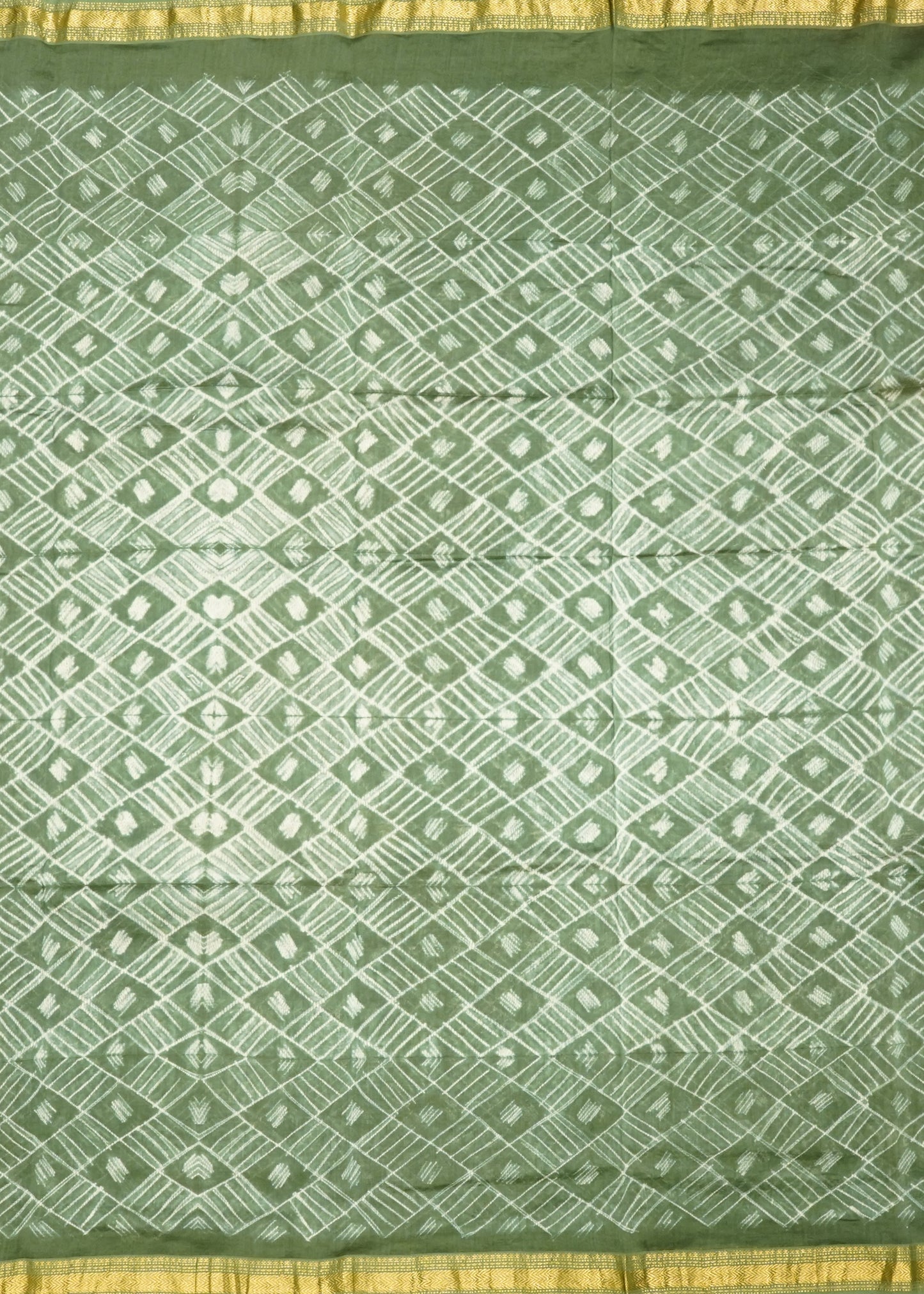 Dark Green Maheshwari Shibori Pure Cotton Silk Handloom Saree
