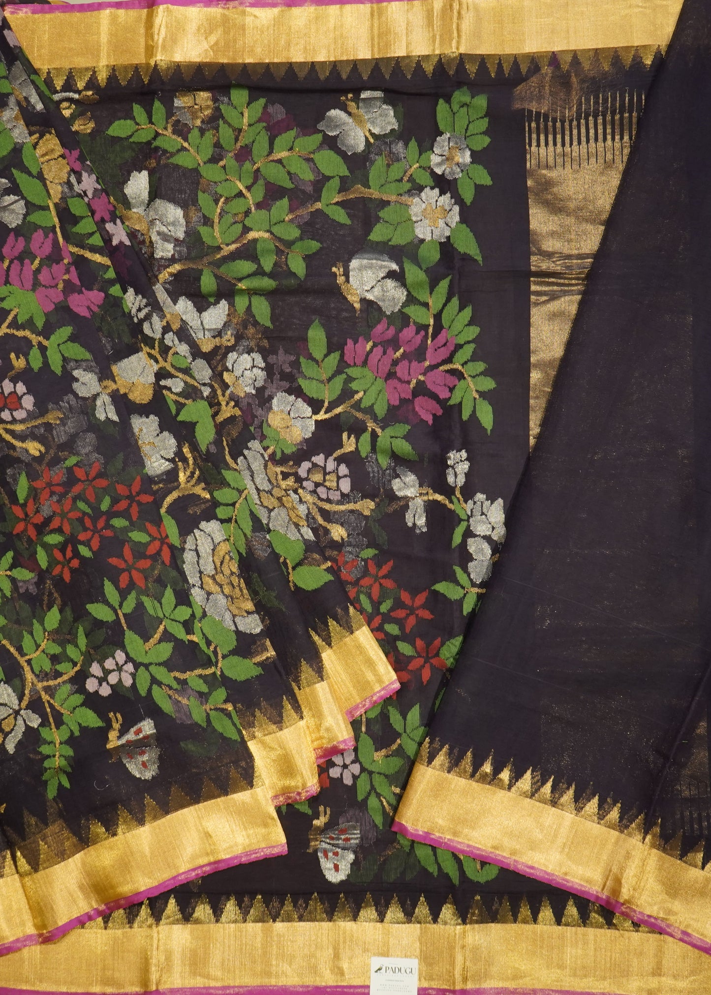 Black Ponduru All Over Jamdani Pure Cotton Handloom Saree