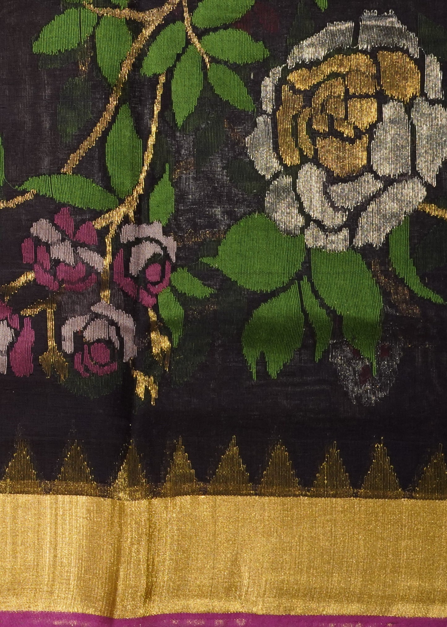Black Ponduru All Over Jamdani Pure Cotton Handloom Saree