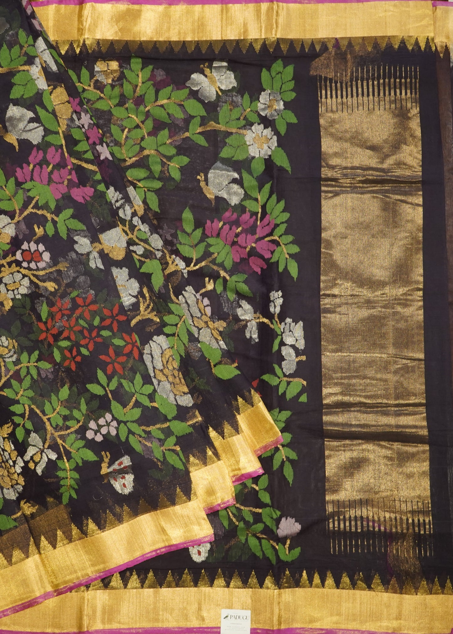Black Ponduru All Over Jamdani Pure Cotton Handloom Saree
