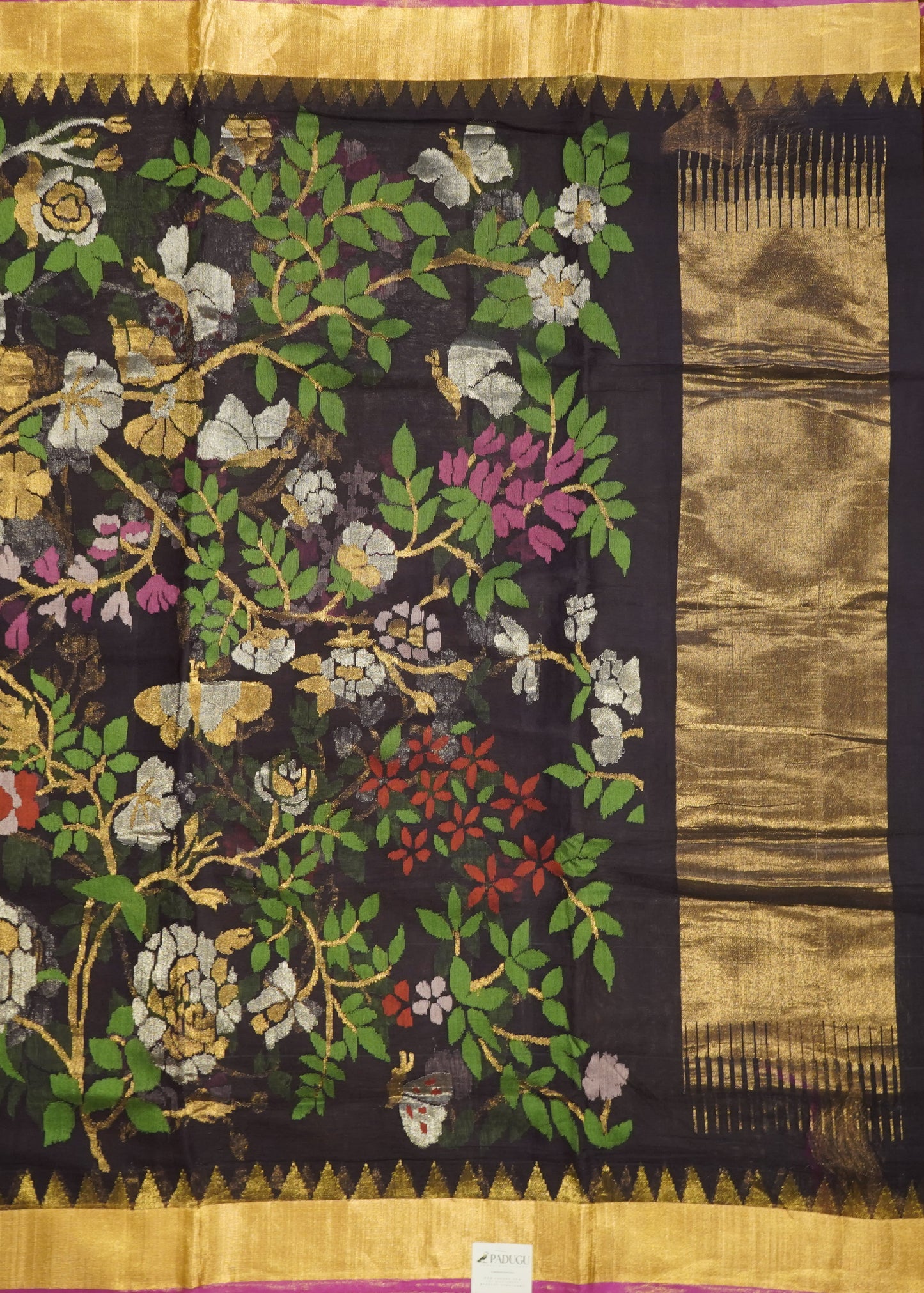 Black Ponduru All Over Jamdani Pure Cotton Handloom Saree