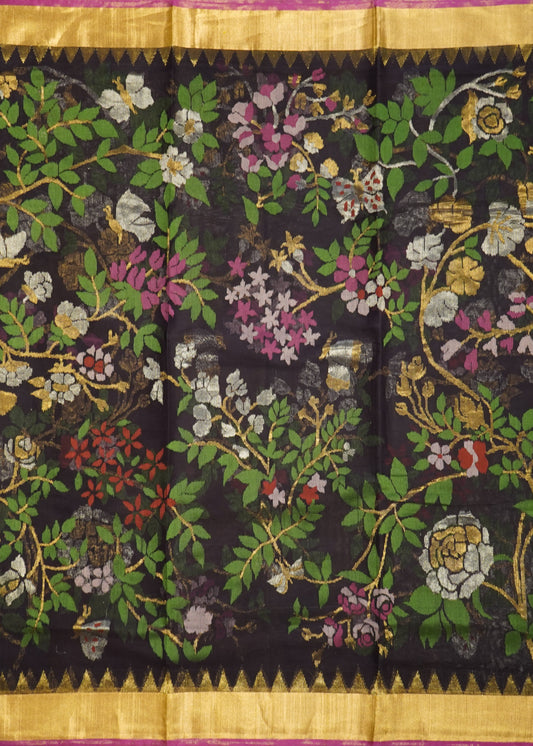 Black Ponduru All Over Jamdani Pure Cotton Handloom Saree