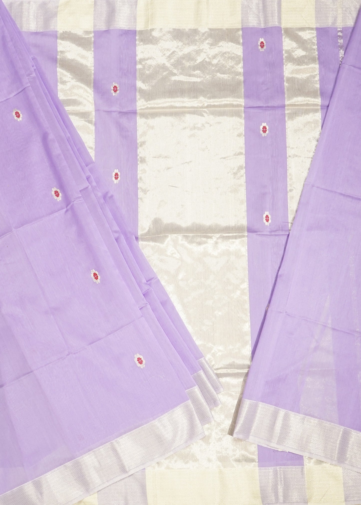 Lavender Maheshwari Meena Buti Pure Cotton Silk Handloom Saree