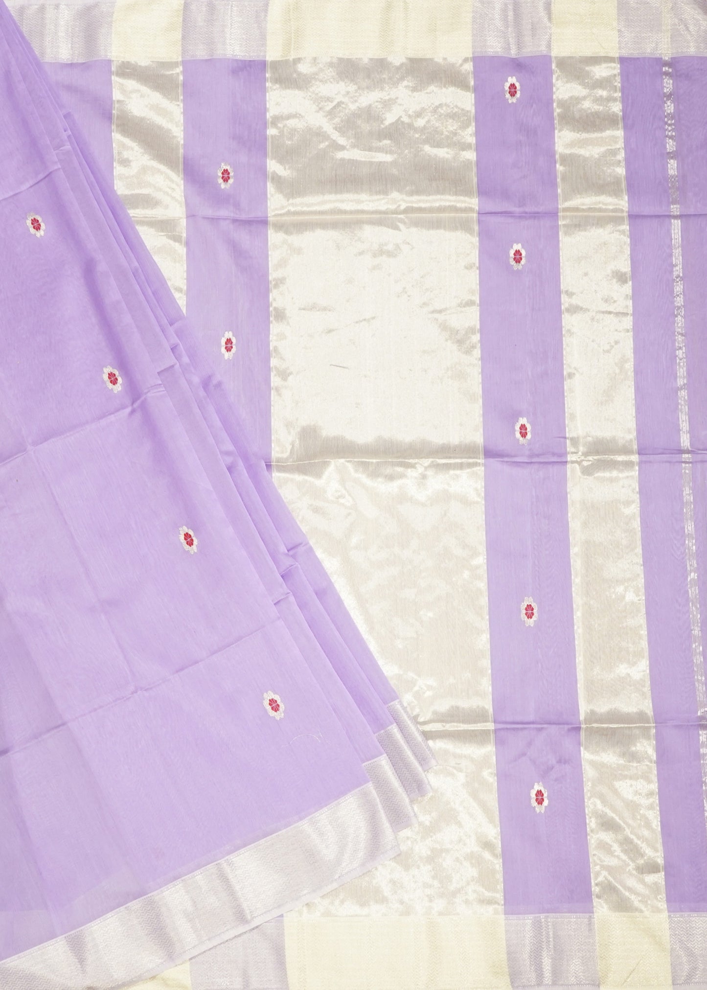Lavender Maheshwari Meena Buti Pure Cotton Silk Handloom Saree