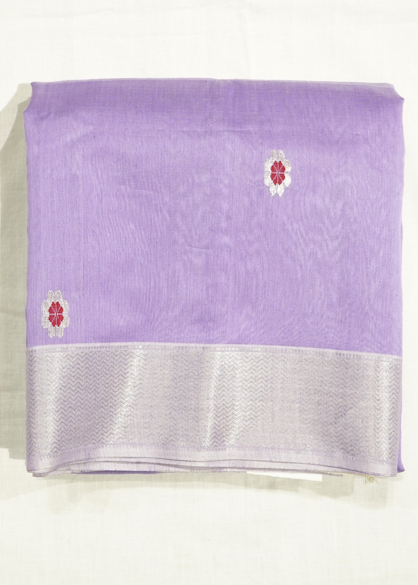 Lavender Maheshwari Meena Buti Pure Cotton Silk Handloom Saree