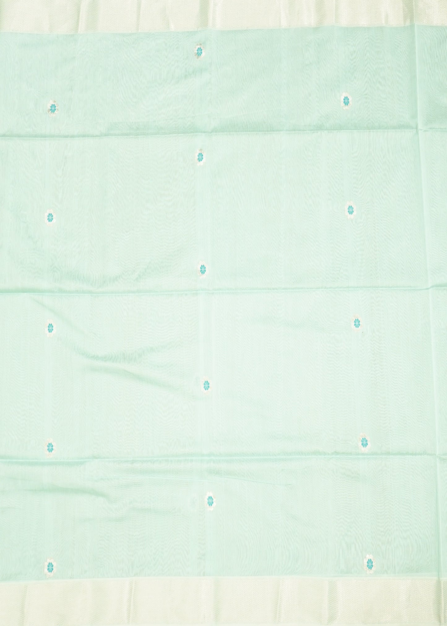 Sea Green Maheshwari Meena Buti Pure Cotton Silk Handloom Saree