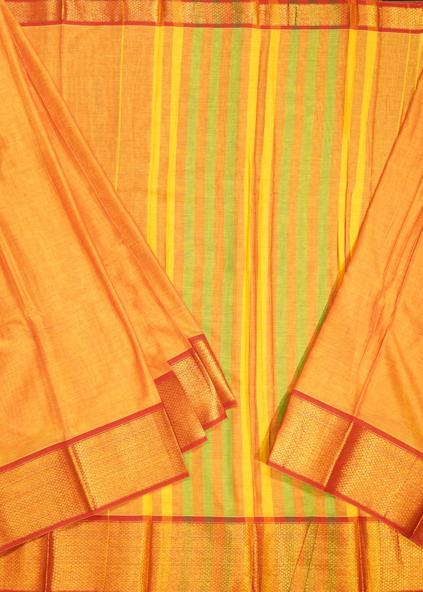 Orange Narayanpet Pure Cotton Handloom Saree
