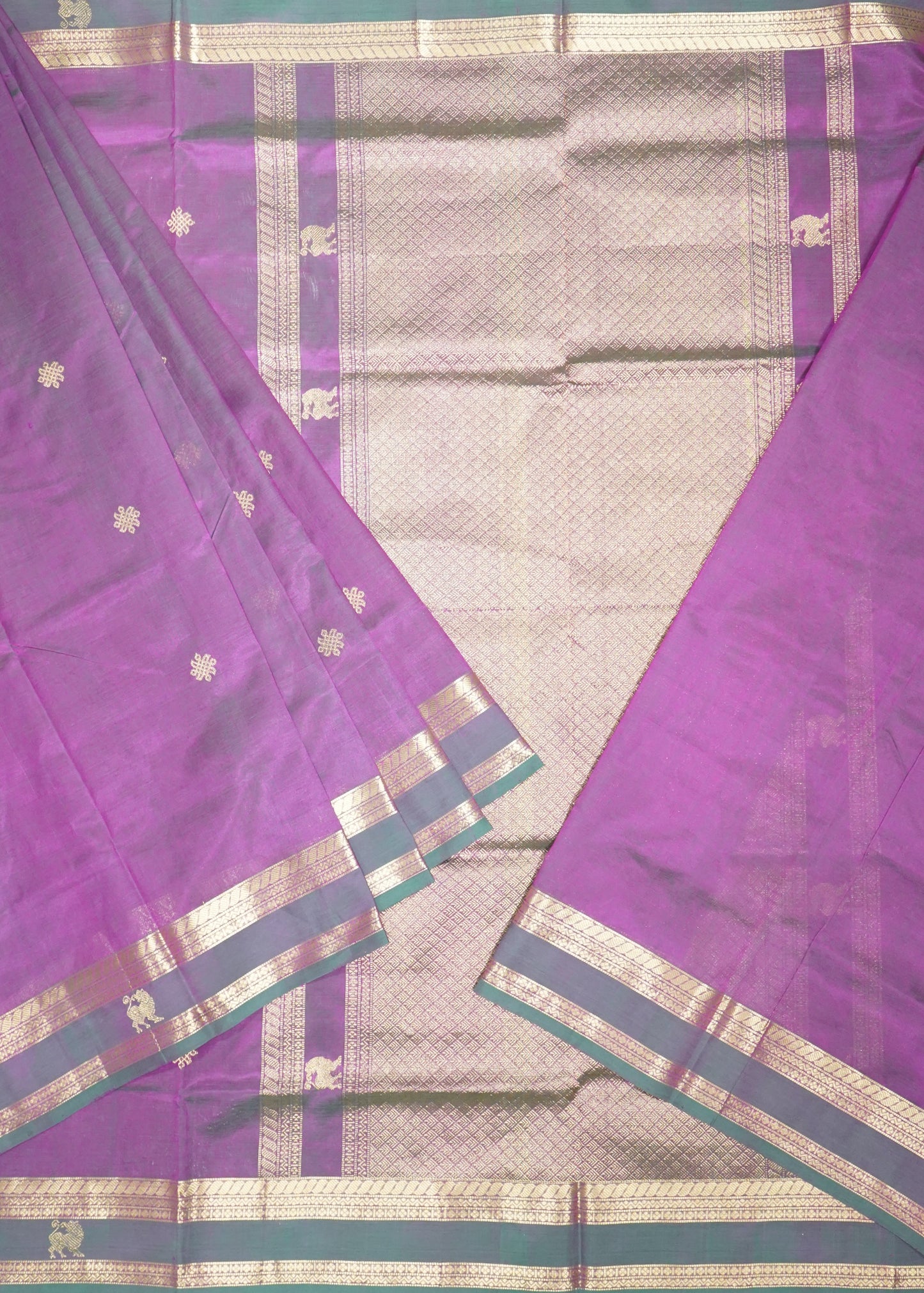 Dark Wine Kanchi Zari Buti Pure Silk Cotton Handloom Saree