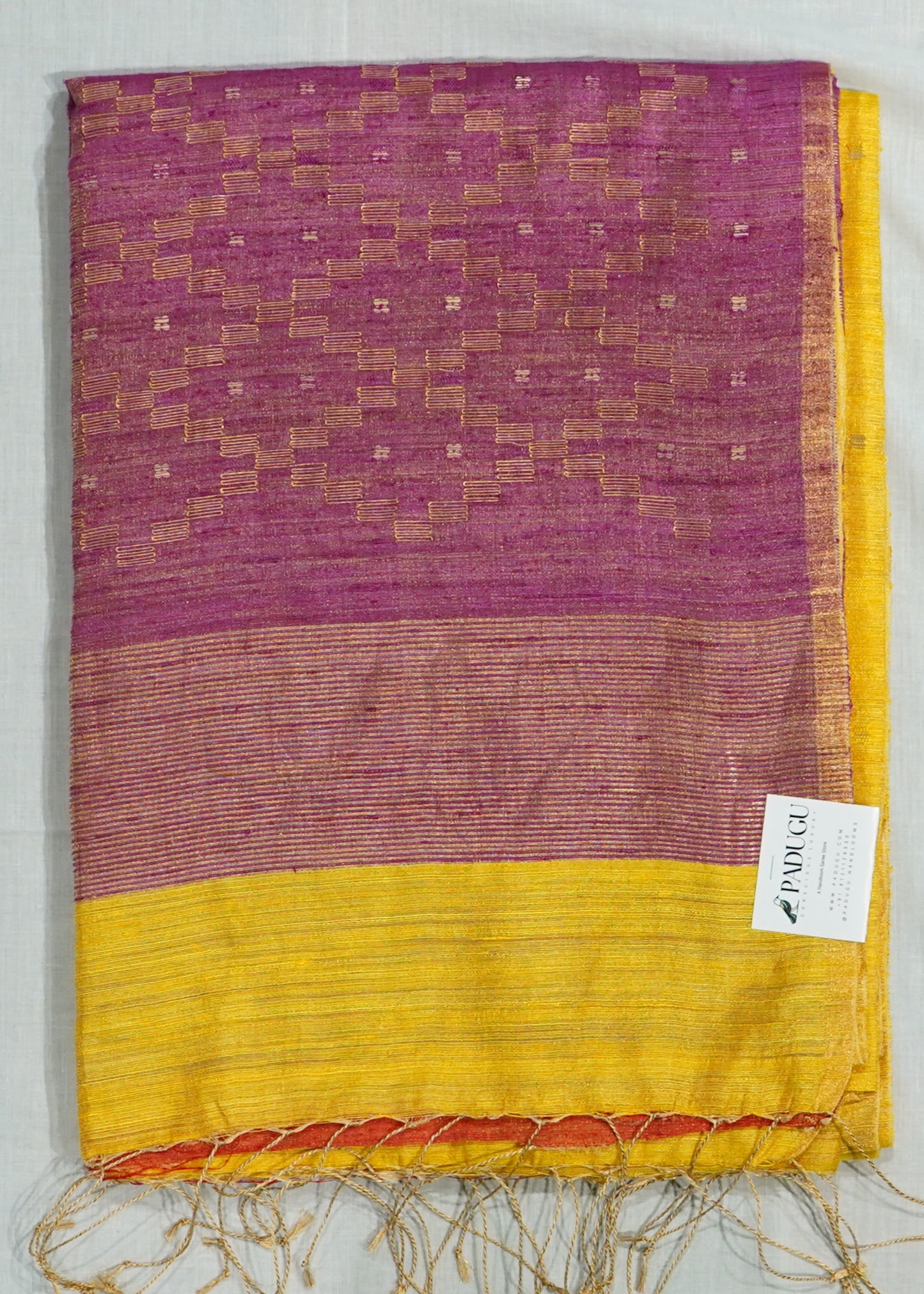 Yellow Bengal Mutka Pure Silk Handloom saree