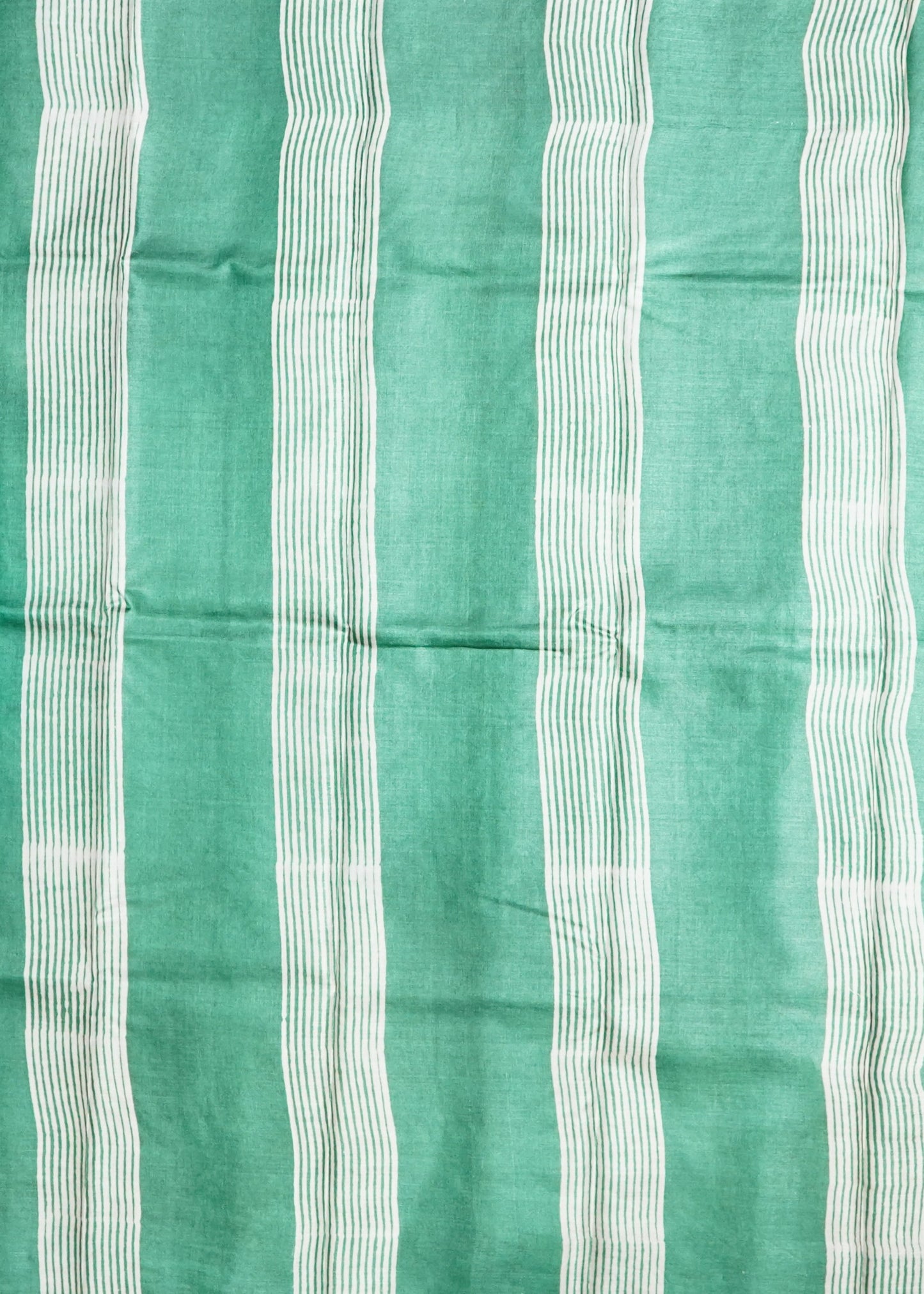 Green Tussar Hand Block Print Pure Handloom Saree
