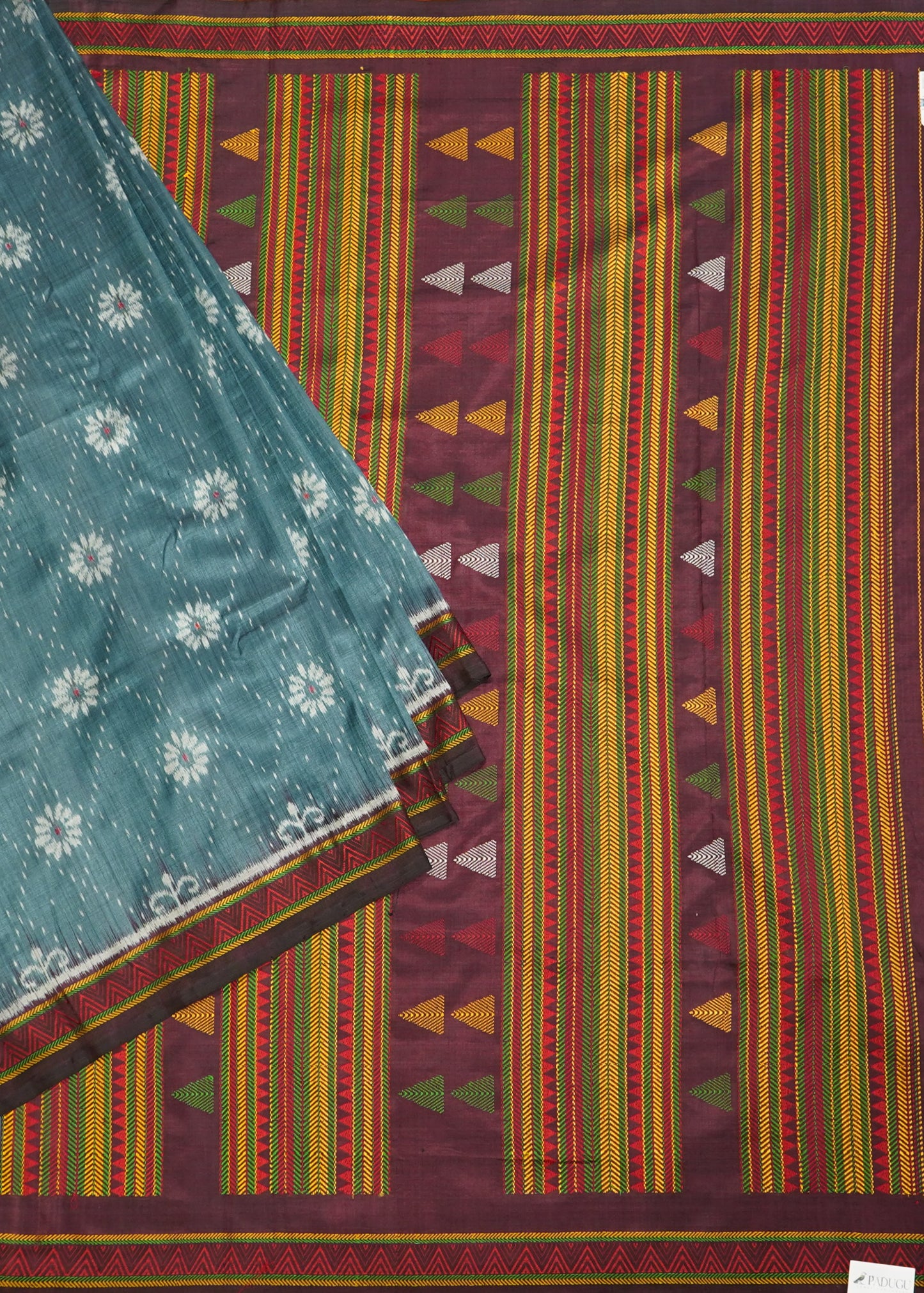 Orissa Ikkat Gray Dongriai Pure Silk Saree