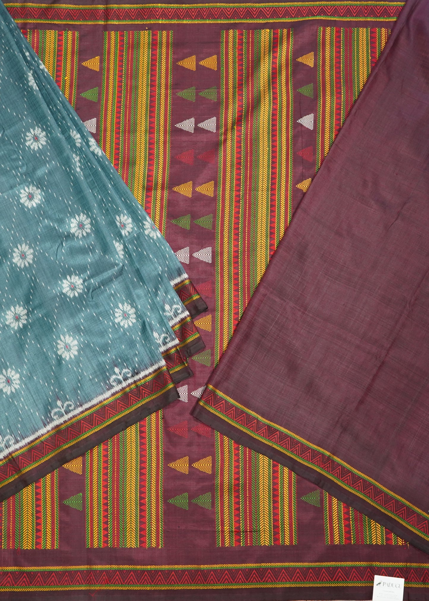 Orissa Ikkat Gray Dongriai Pure Silk Saree