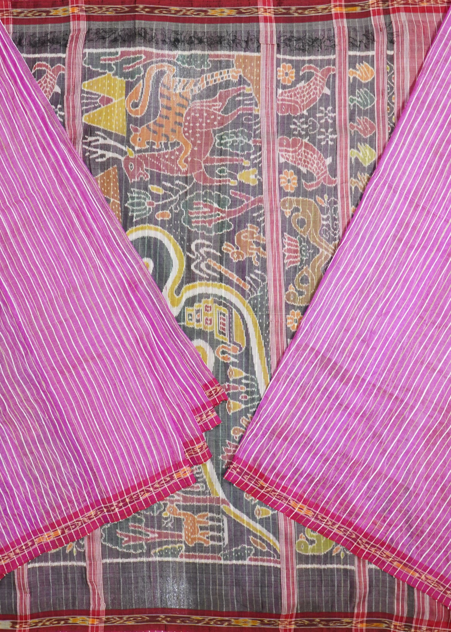 Pink Orissa Net Pure Silk Handloom Saree