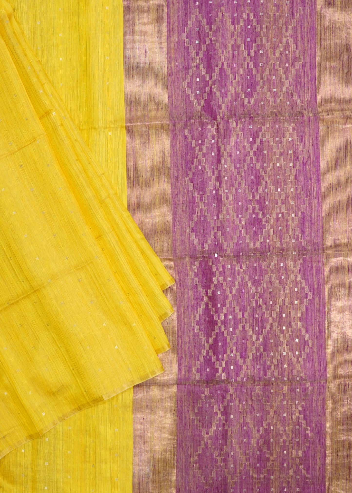 Yellow Bengal Mutka Pure Silk Handloom saree