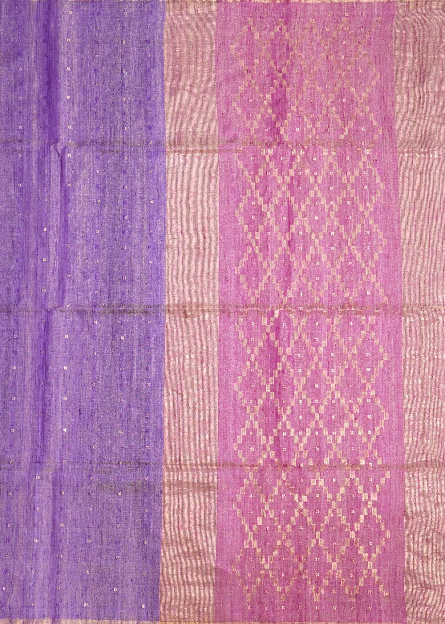Violet Bengal Mutka Pure Silk Handloom Saree