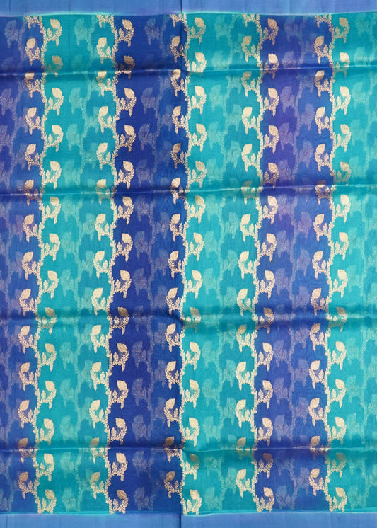 Rama Blue Banaras Rangkaat Kora Pure Silk Handloom Saree