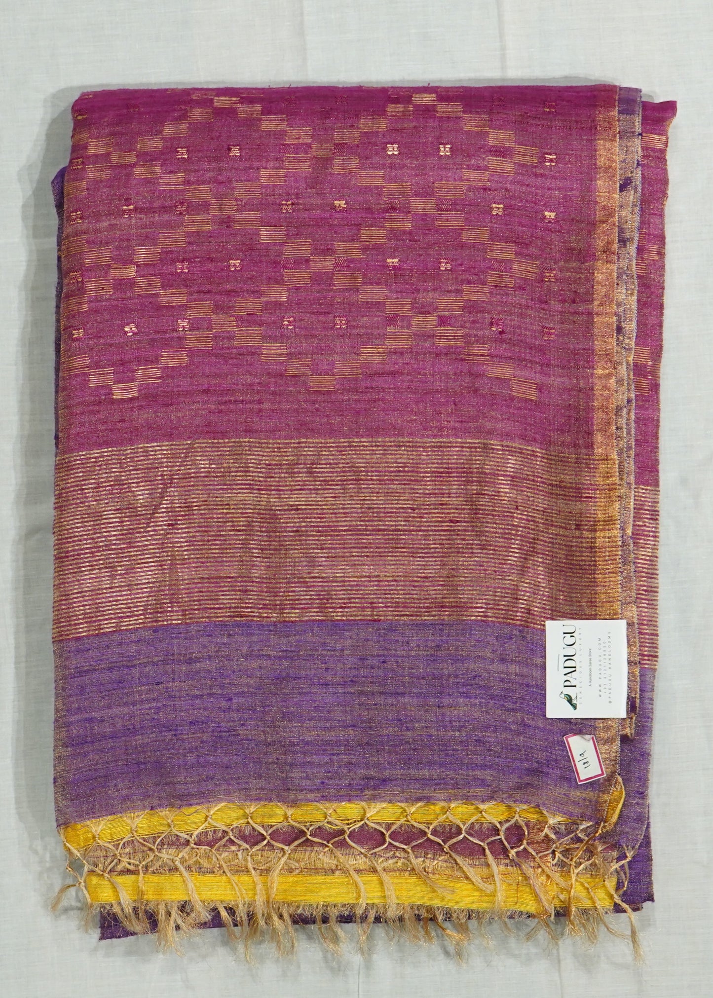 Violet Bengal Mutka Pure Silk Handloom Saree