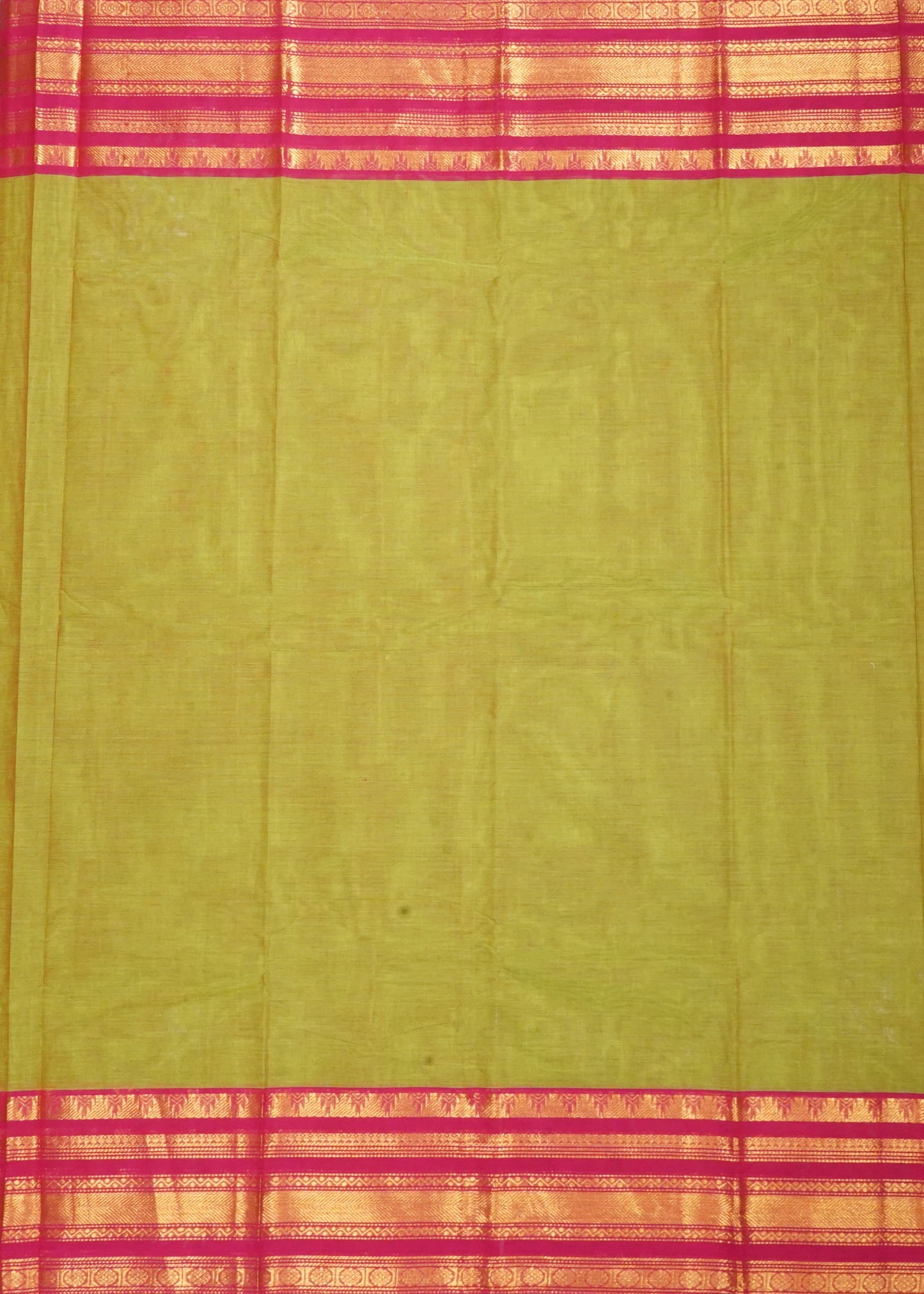 Green Chettinadu Plane Zari Border Pure Cotton Handloom Saree