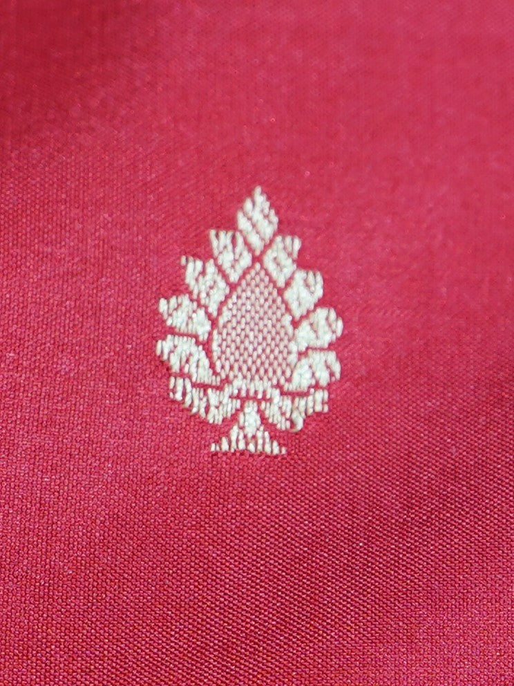 Red Banaras Katan Silk Saree with Thread Border
