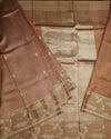 Brown Banaras Raw Mango Silk Saree with Zari Buttis