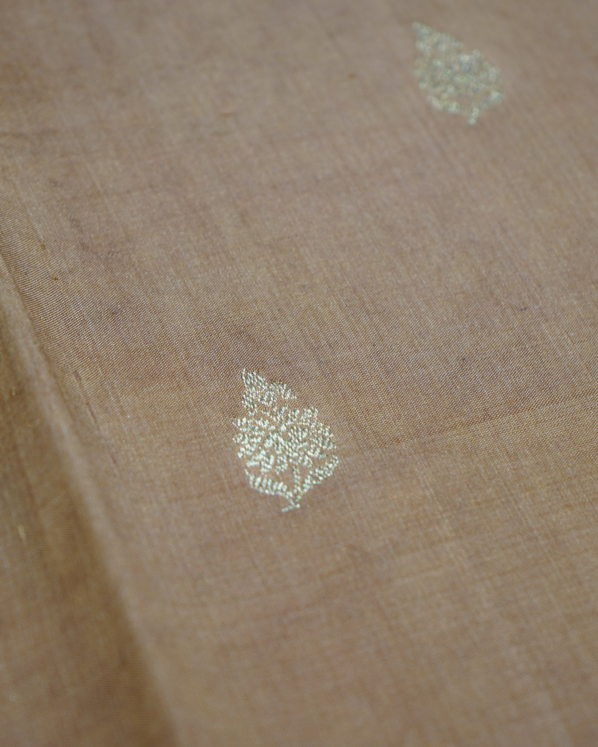 Brown Banaras Raw Mango Silk Saree with Zari Buttis
