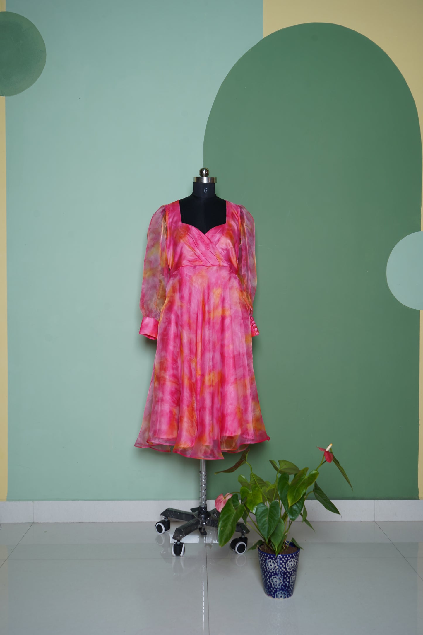 Organza Dress with bishop sleeves