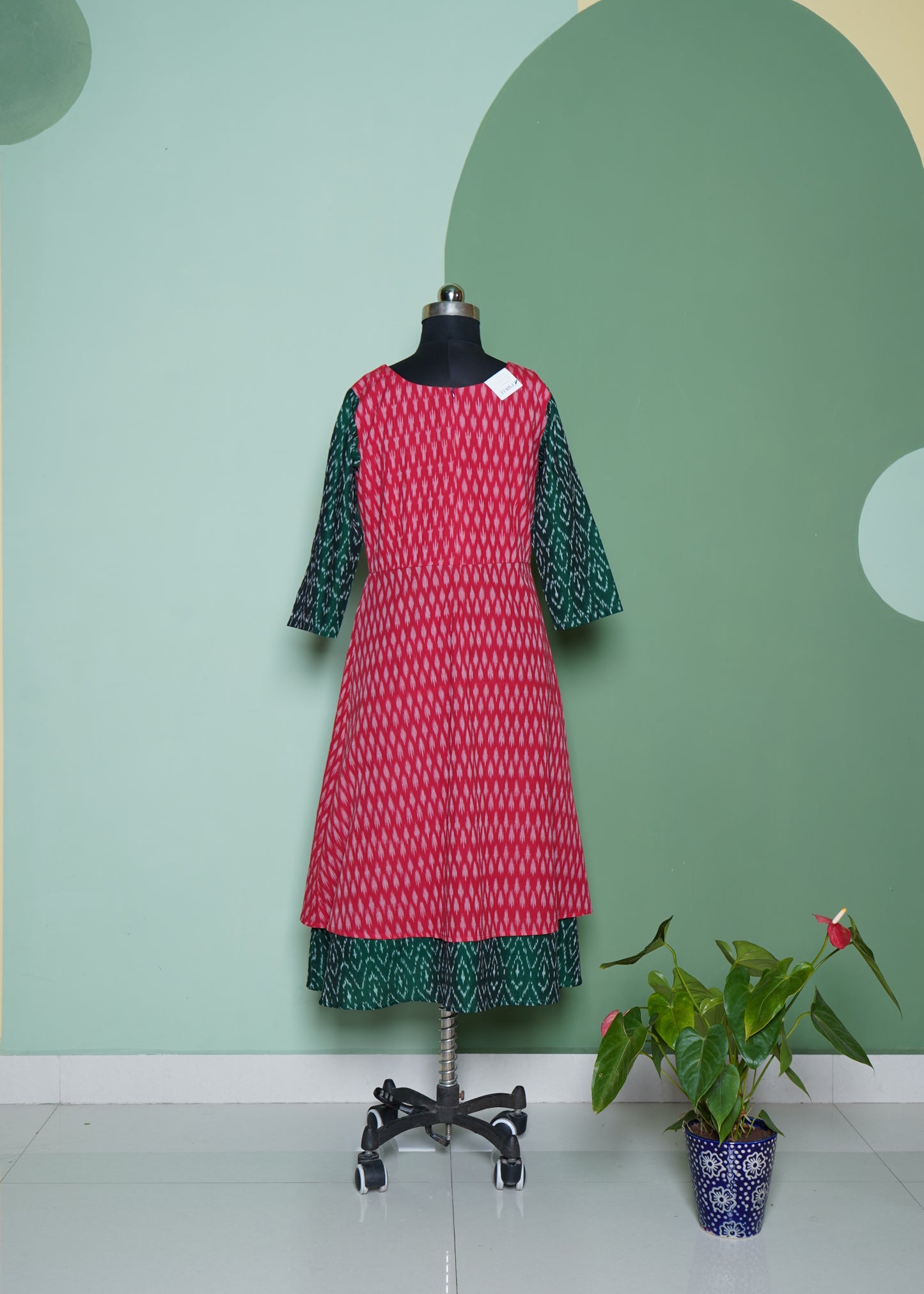 Ikkat Cotton Dress with Layers for Women