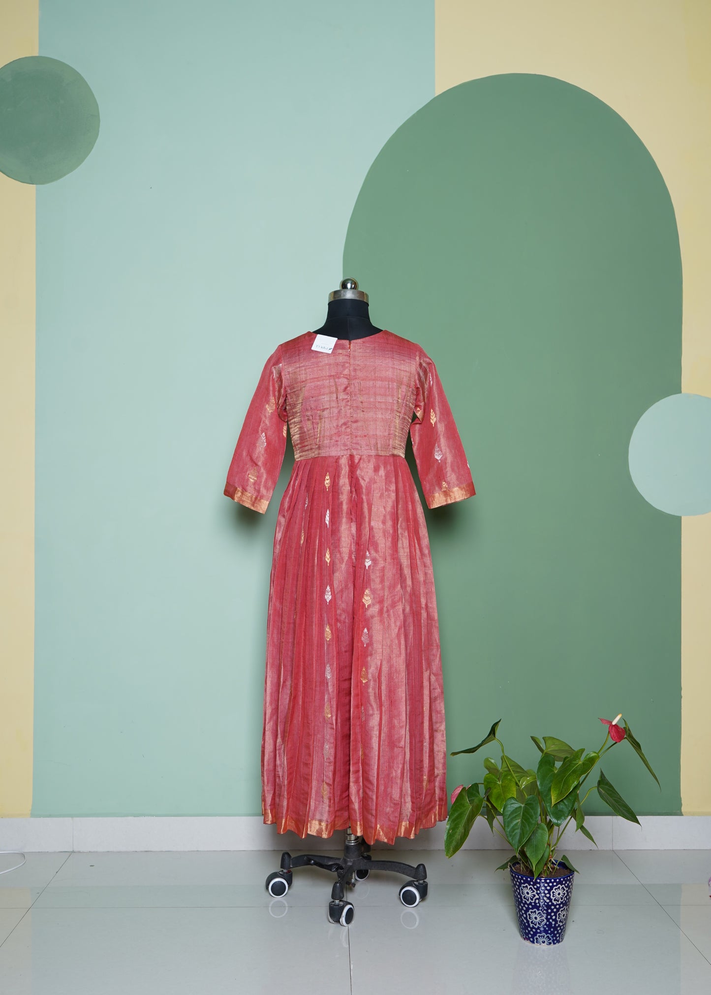 Tusser Silk Onion Pink all over Buti Dress for Women