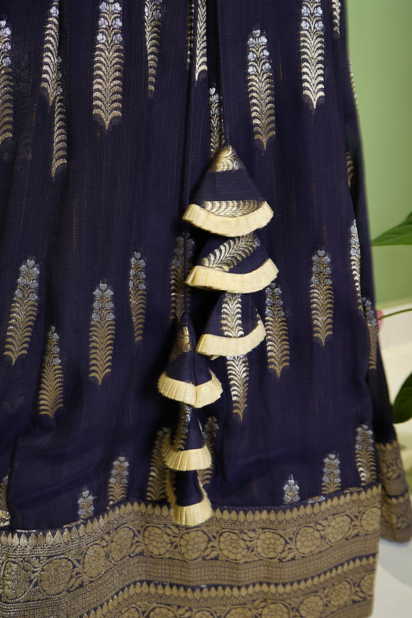 Banaras Zari Butti Ethnic Navy Blue Lehanga