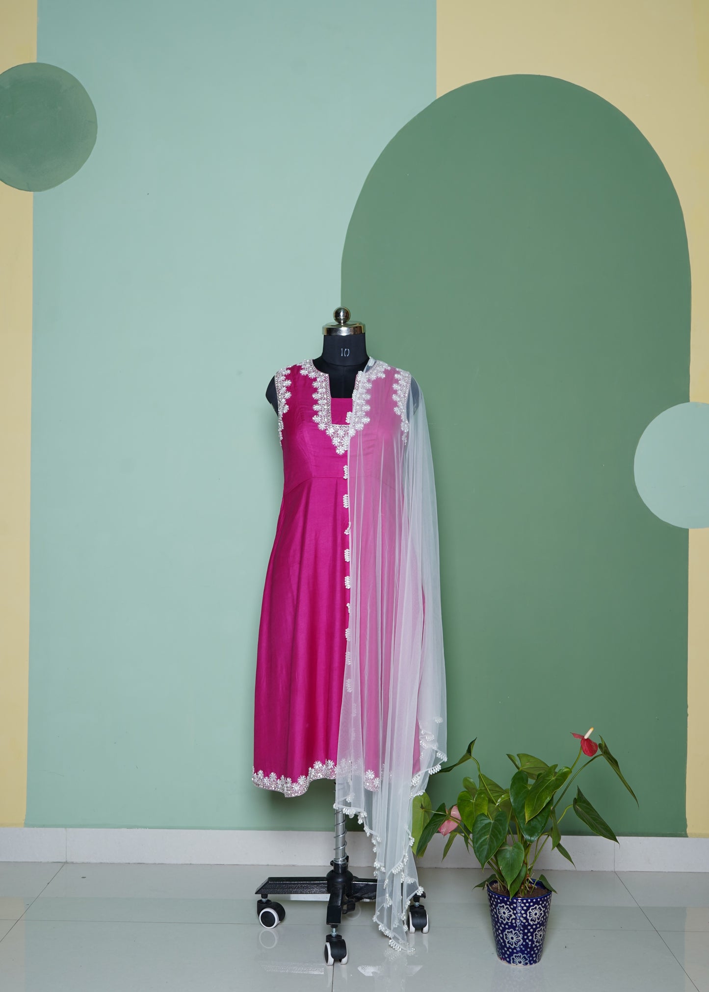 Pink Sheath Dress with Rich embellished pearl embroidery