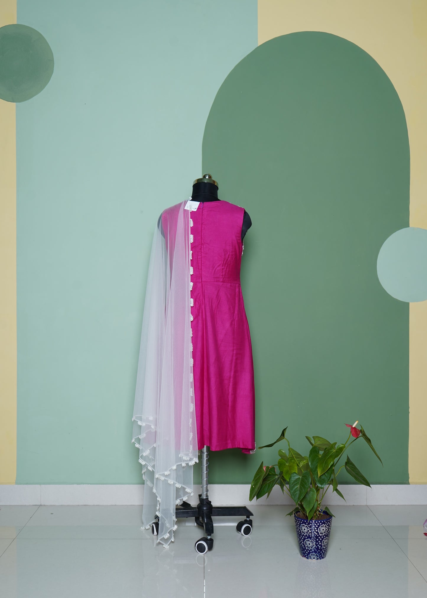 Pink Sheath Dress with Rich embellished pearl embroidery