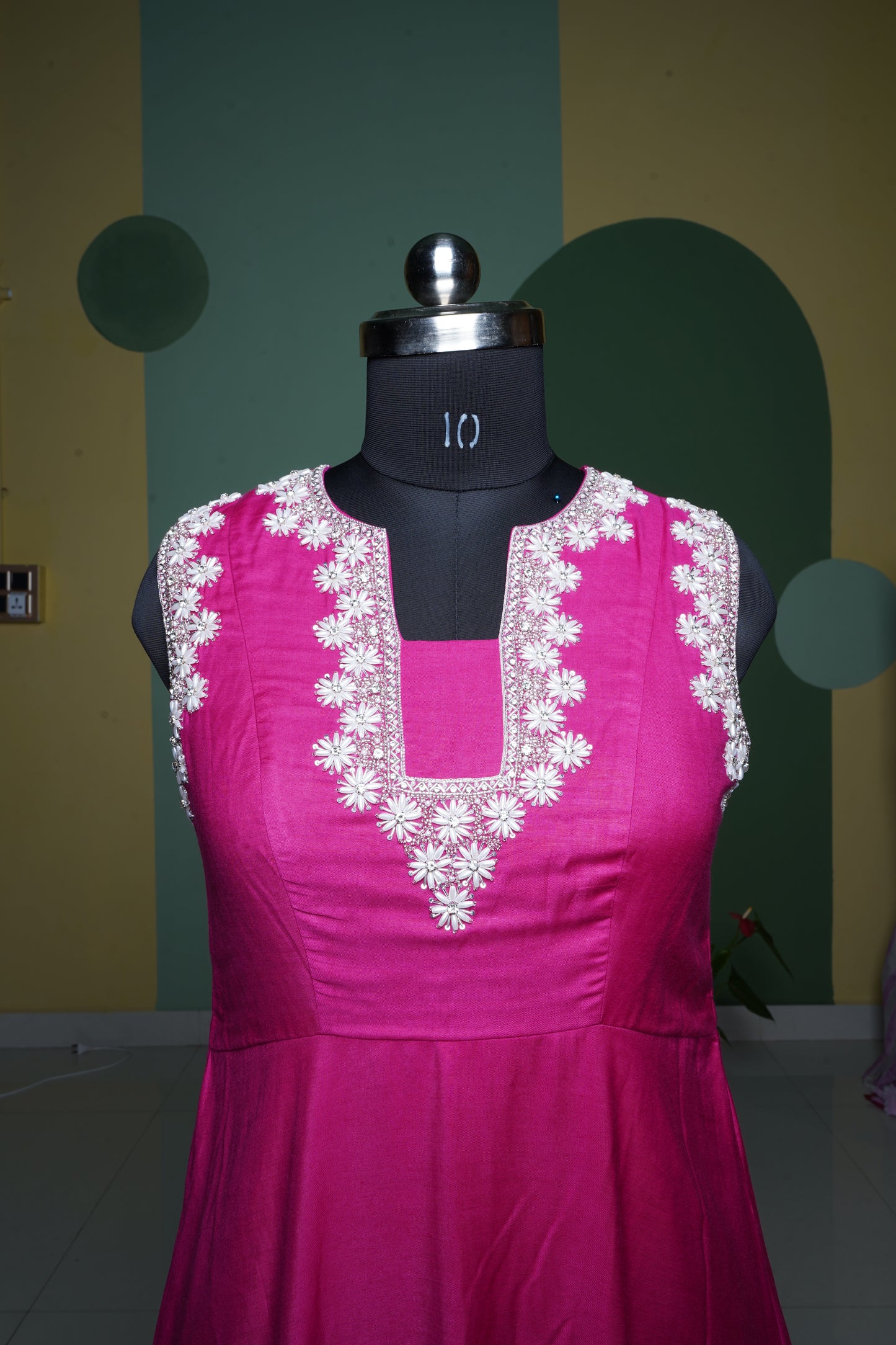 Pink Sheath Dress with Rich embellished pearl embroidery