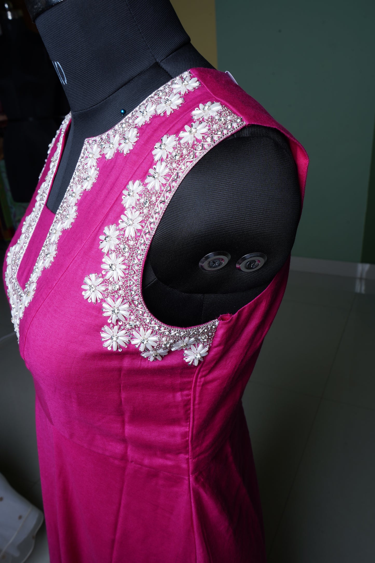 Pink Sheath Dress with Rich embellished pearl embroidery