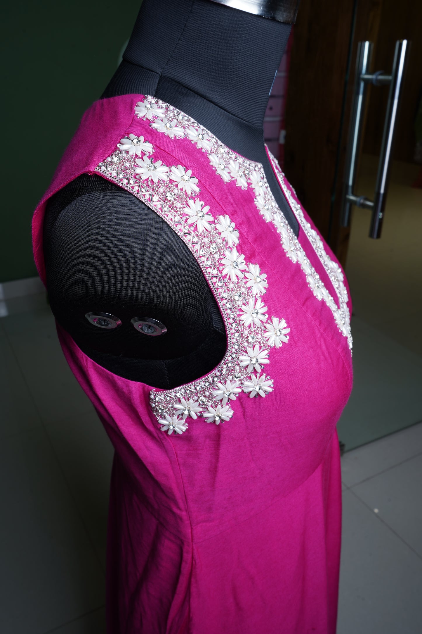 Pink Sheath Dress with Rich embellished pearl embroidery