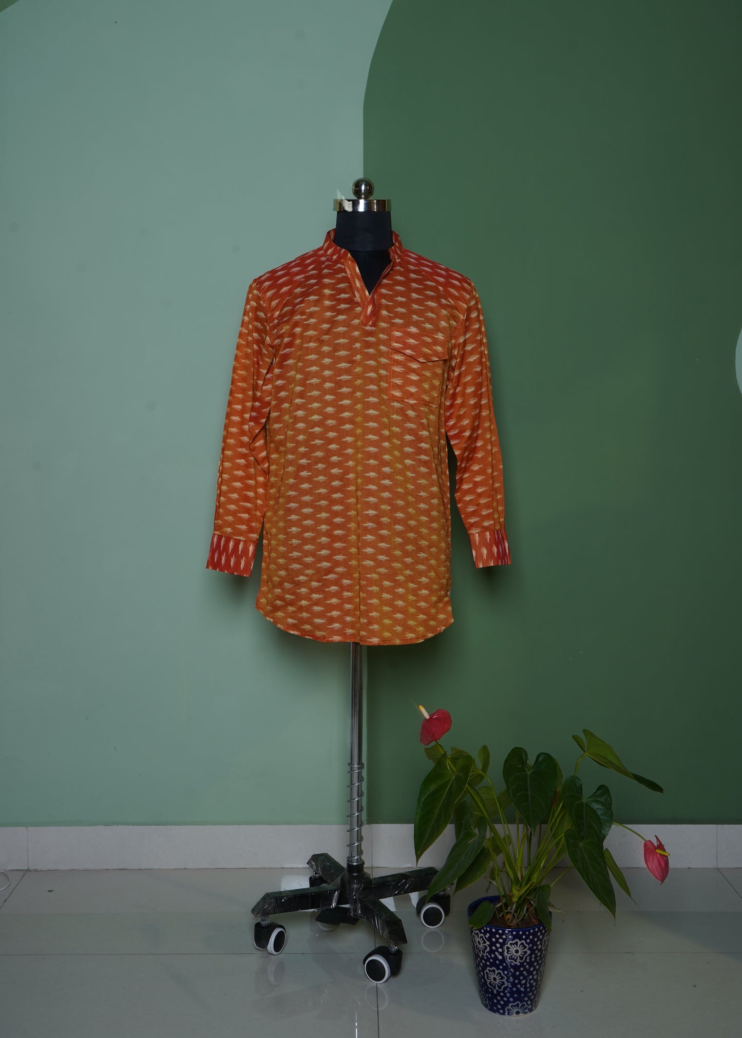 Ikkat Cotton Silk Short kurta