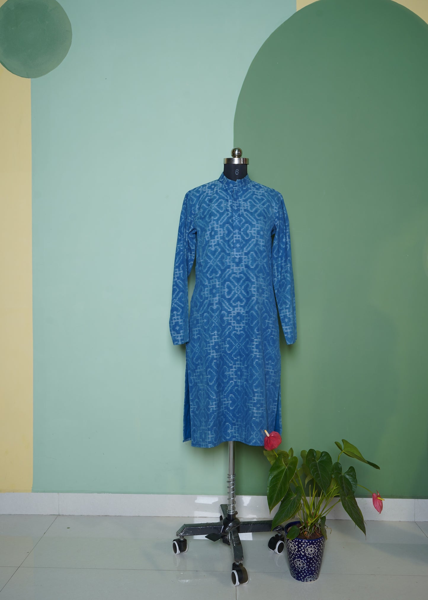 Blue Ikkat Men's Pure Handloom Kurta