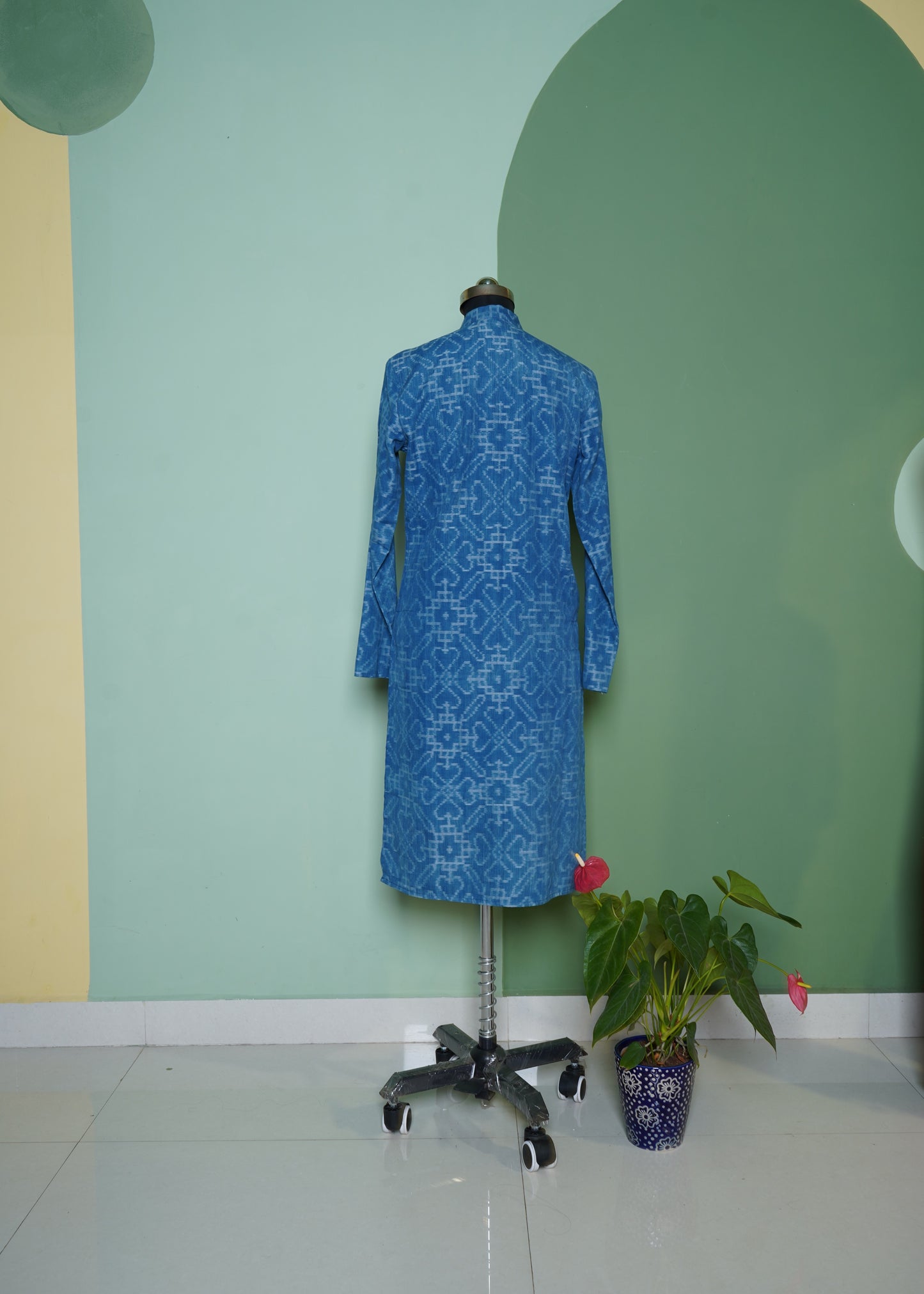 Blue Ikkat Men's Pure Handloom Kurta
