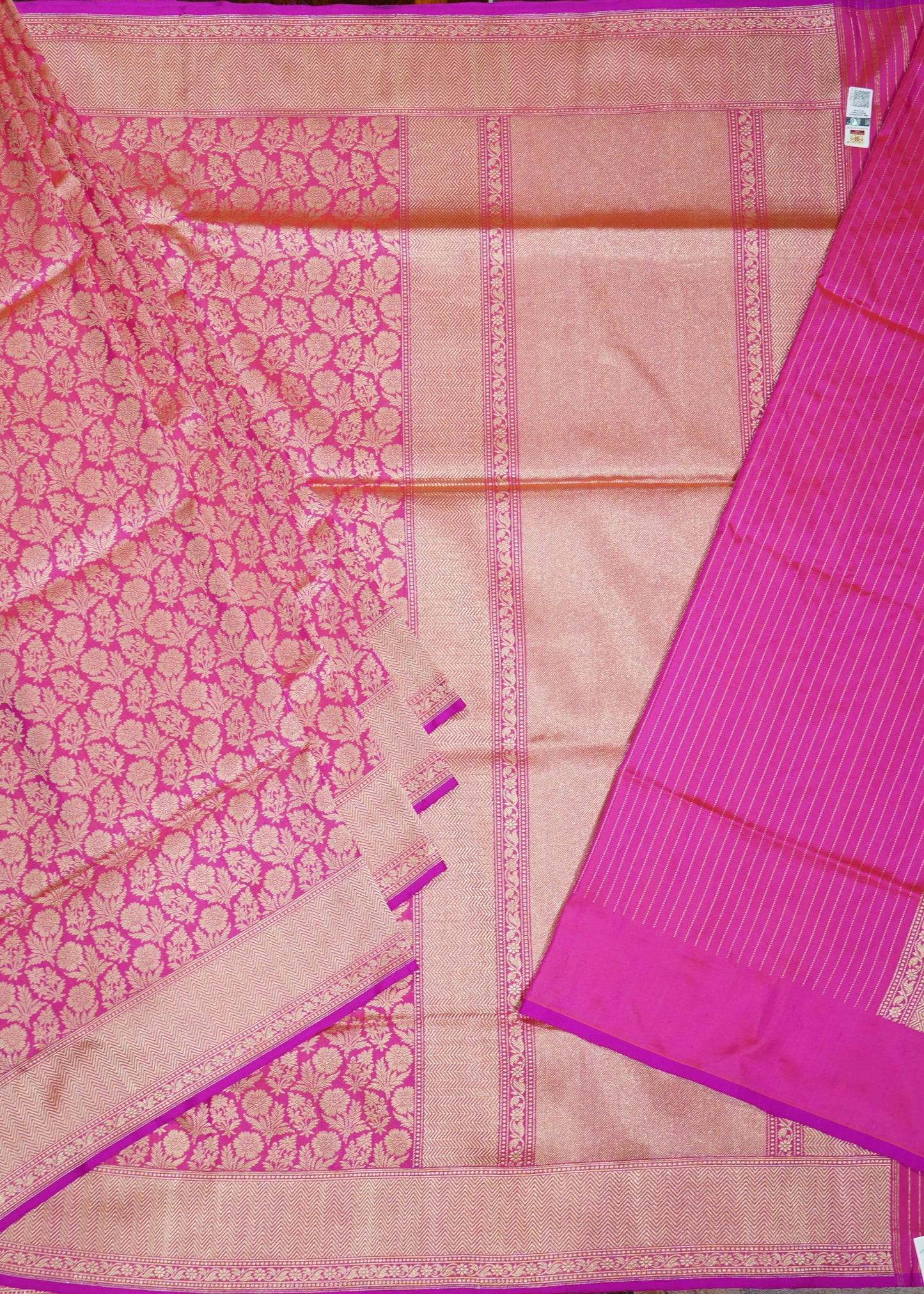 Pink Banaras Tanchui Jamawaar Katan Pure Silk Saree
