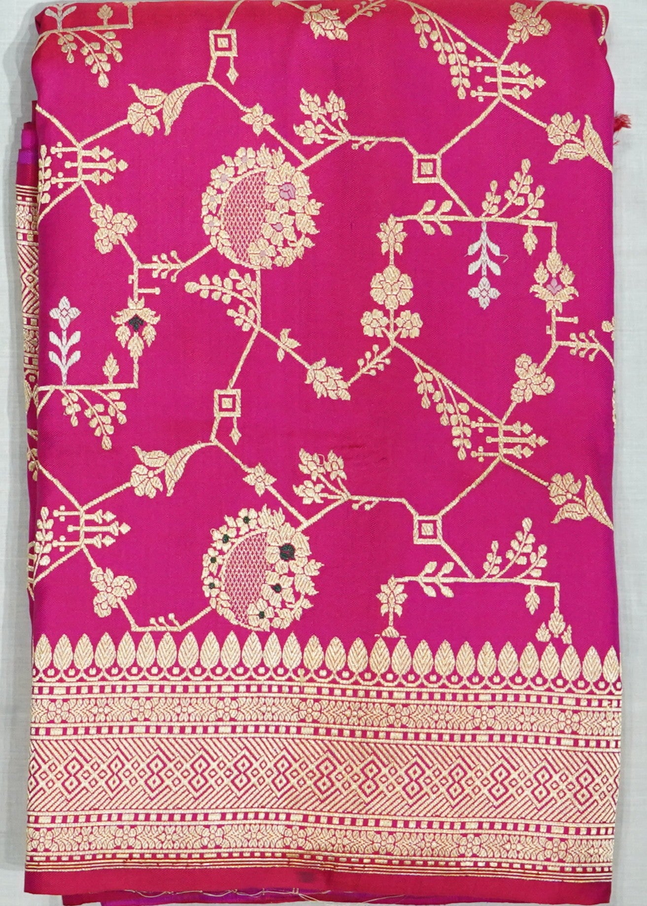 Dark Pink Banaras Meenakari All OverZari Katan Pure Silk Saree
