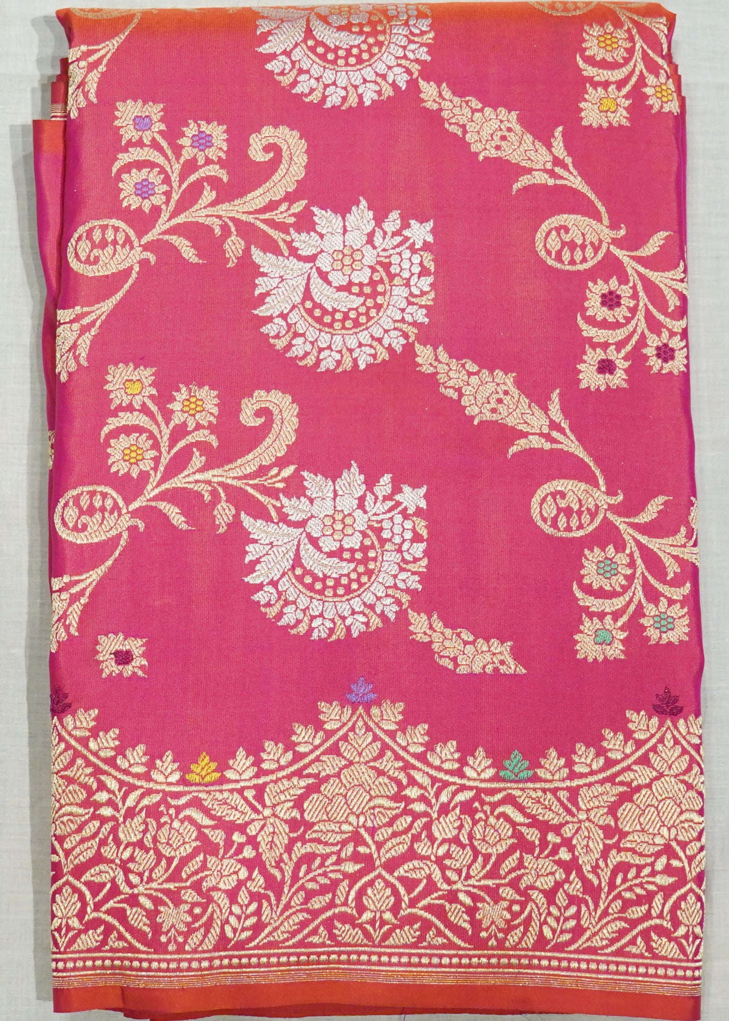 Pink Banaras Meenakari All Over Zari Katan Pure Silk Saree