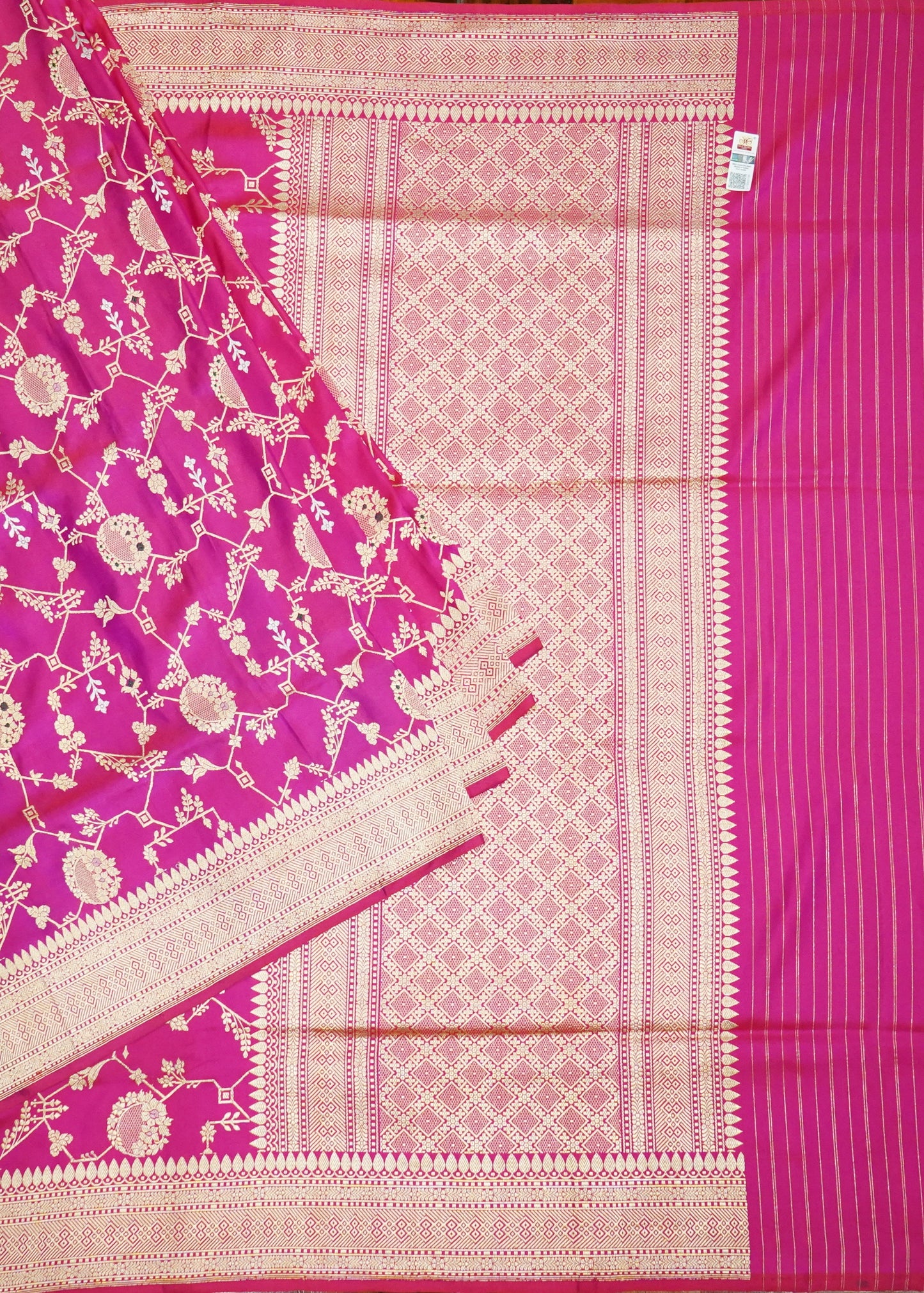 Dark Pink Banaras Meenakari All OverZari Katan Pure Silk Saree