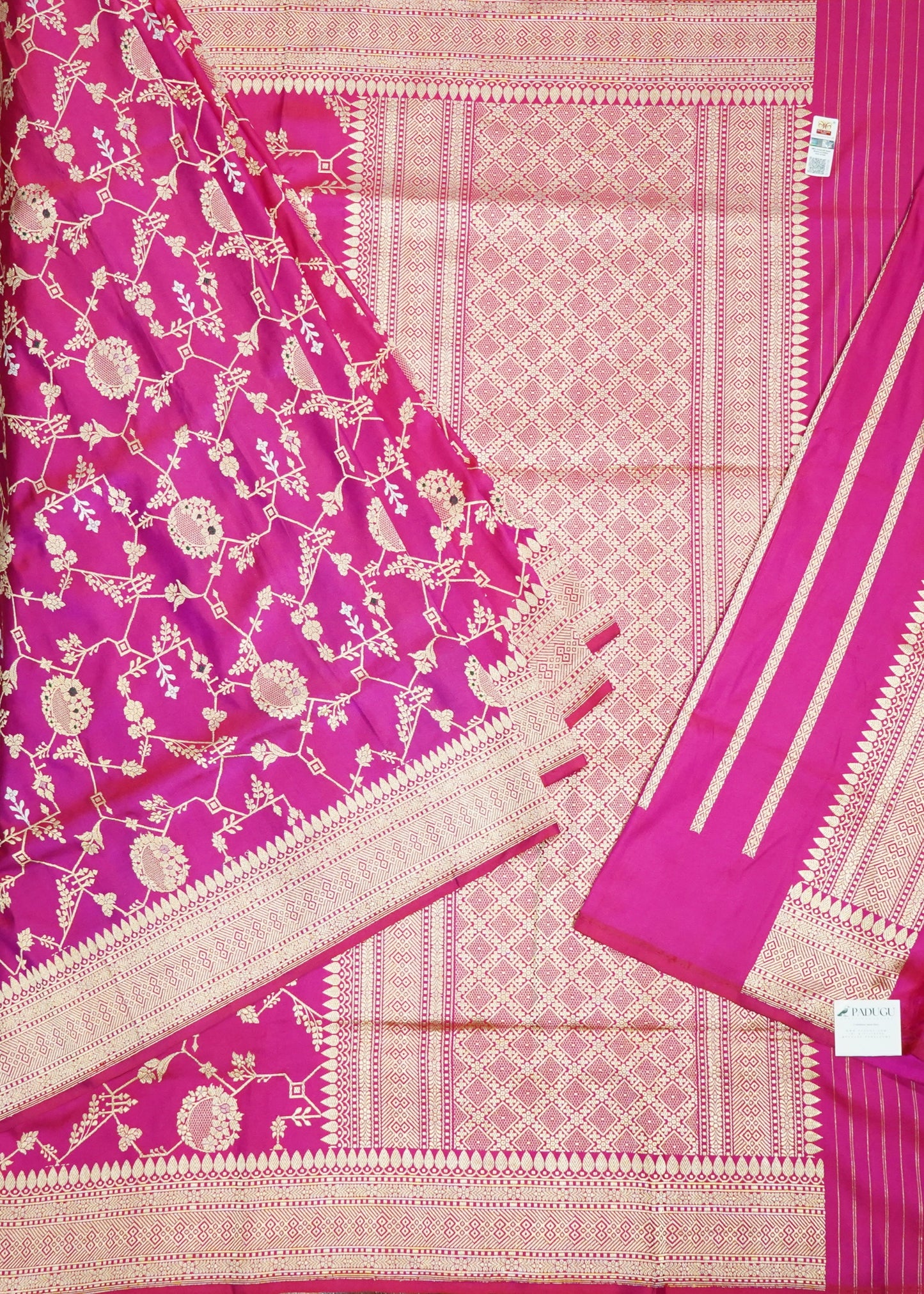 Dark Pink Banaras Meenakari All OverZari Katan Pure Silk Saree