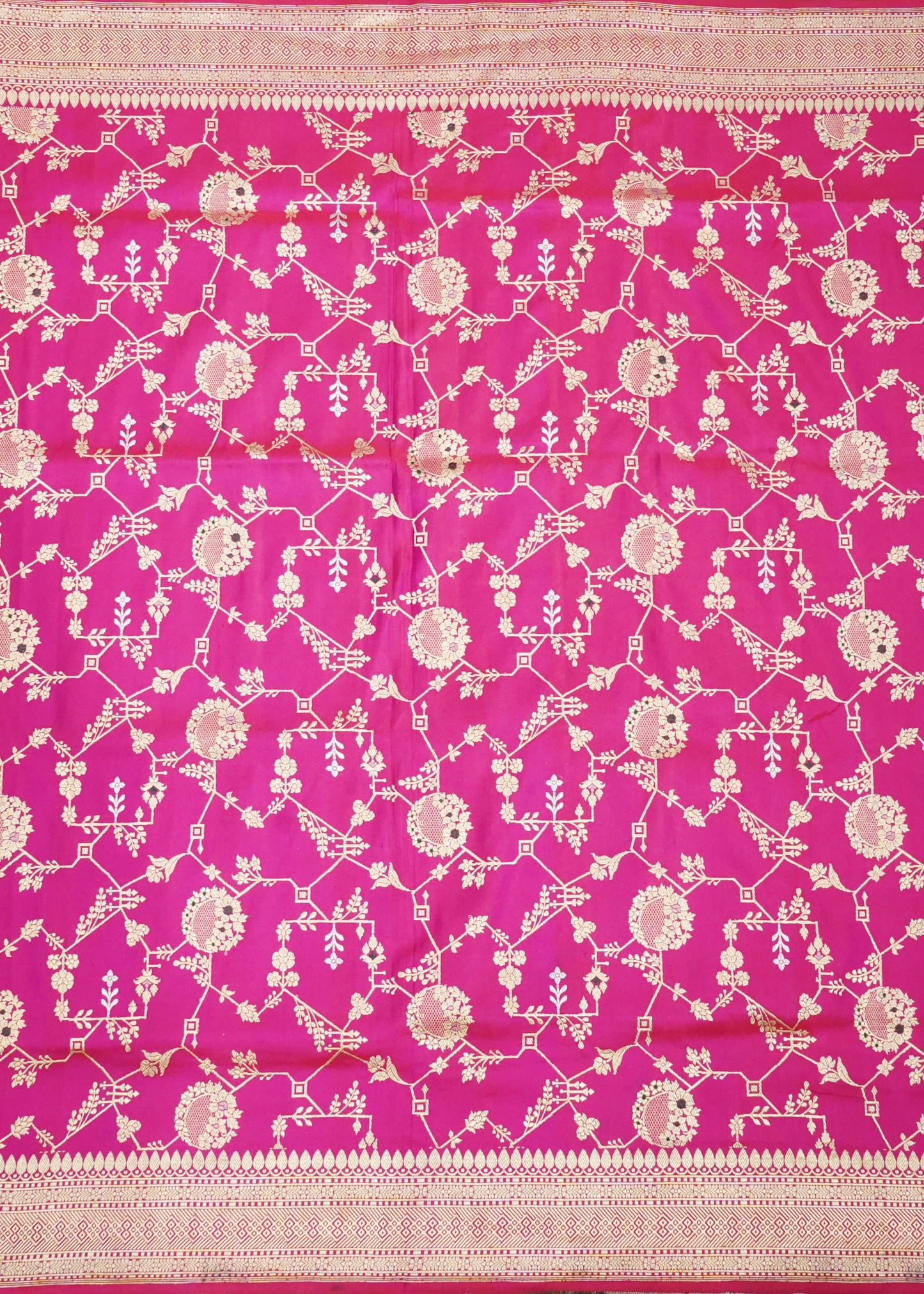 Dark Pink Banaras Meenakari All OverZari Katan Pure Silk Saree