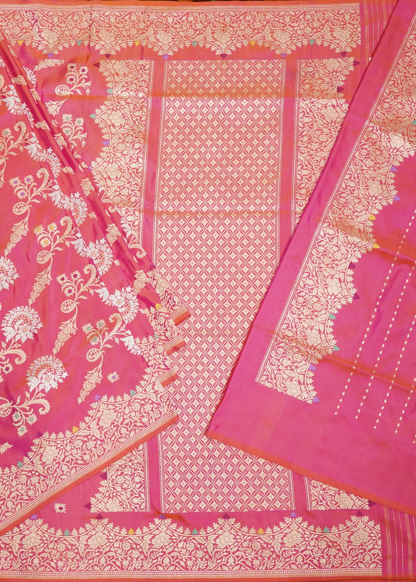 Pink Banaras Meenakari All Over Zari Katan Pure Silk Saree