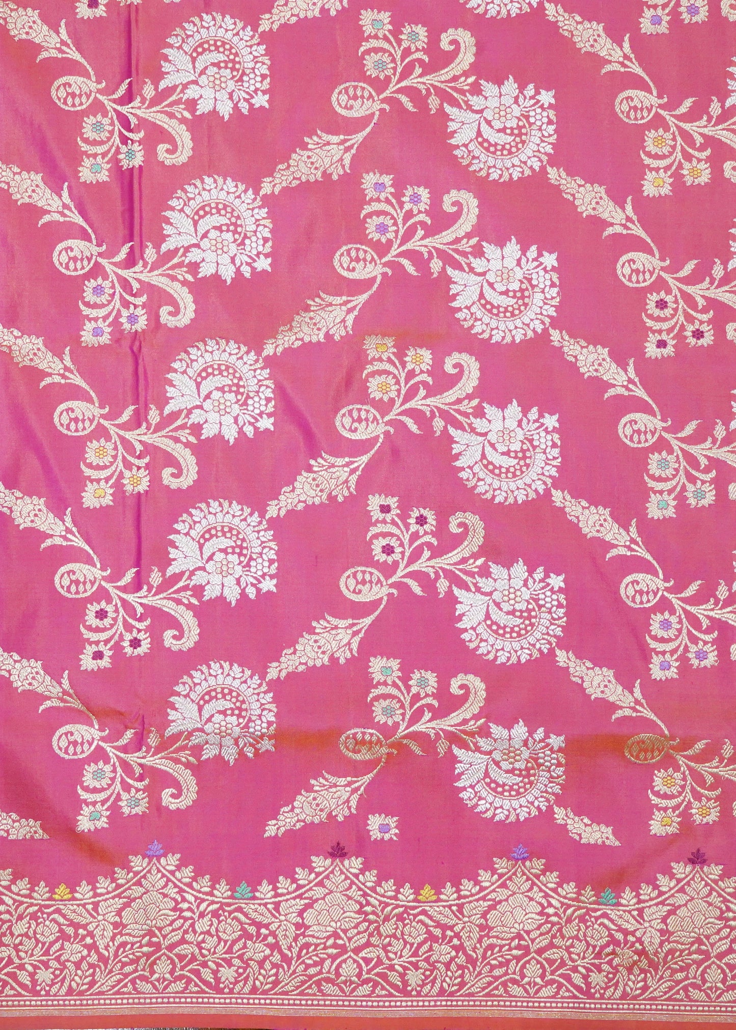Pink Banaras Meenakari All Over Zari Katan Pure Silk Saree