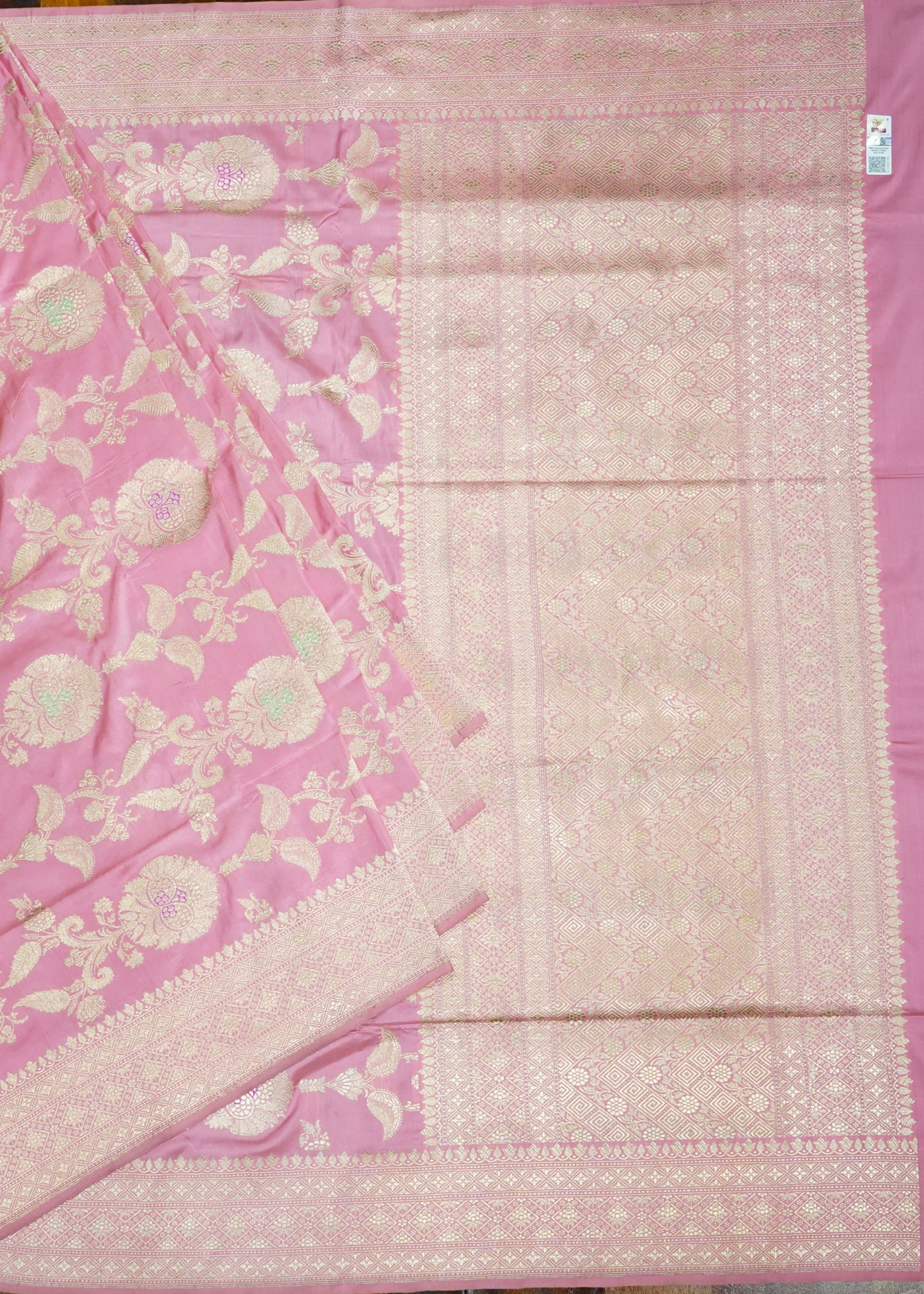 Pink Banaras Zari Buti Pure Silk Saree