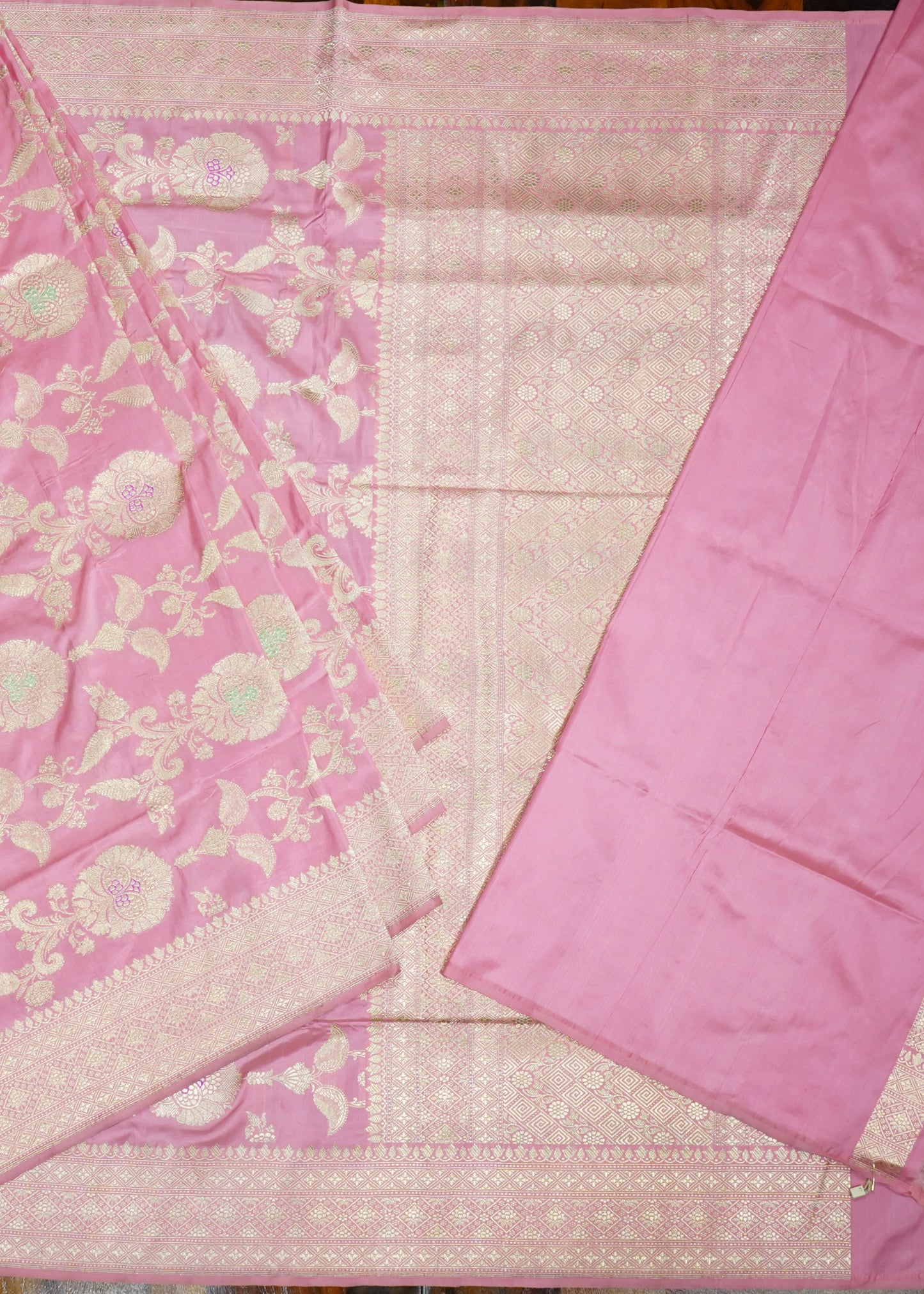 Pink Banaras Zari Buti Pure Silk Saree